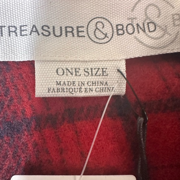 Treasure & bond fringe plaid blanket wrap Shawl poncho one size NWT - Picture 7 of 14